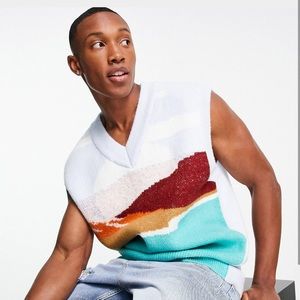 ASOS design knitted tank with landscape scene in multi